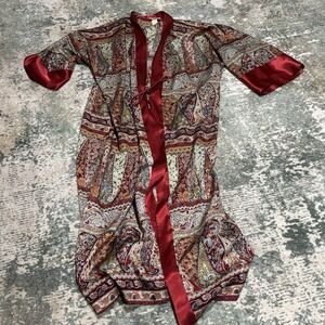 Vintage Inner Most Loungewear Robe Paisley Satin *Missing Sash